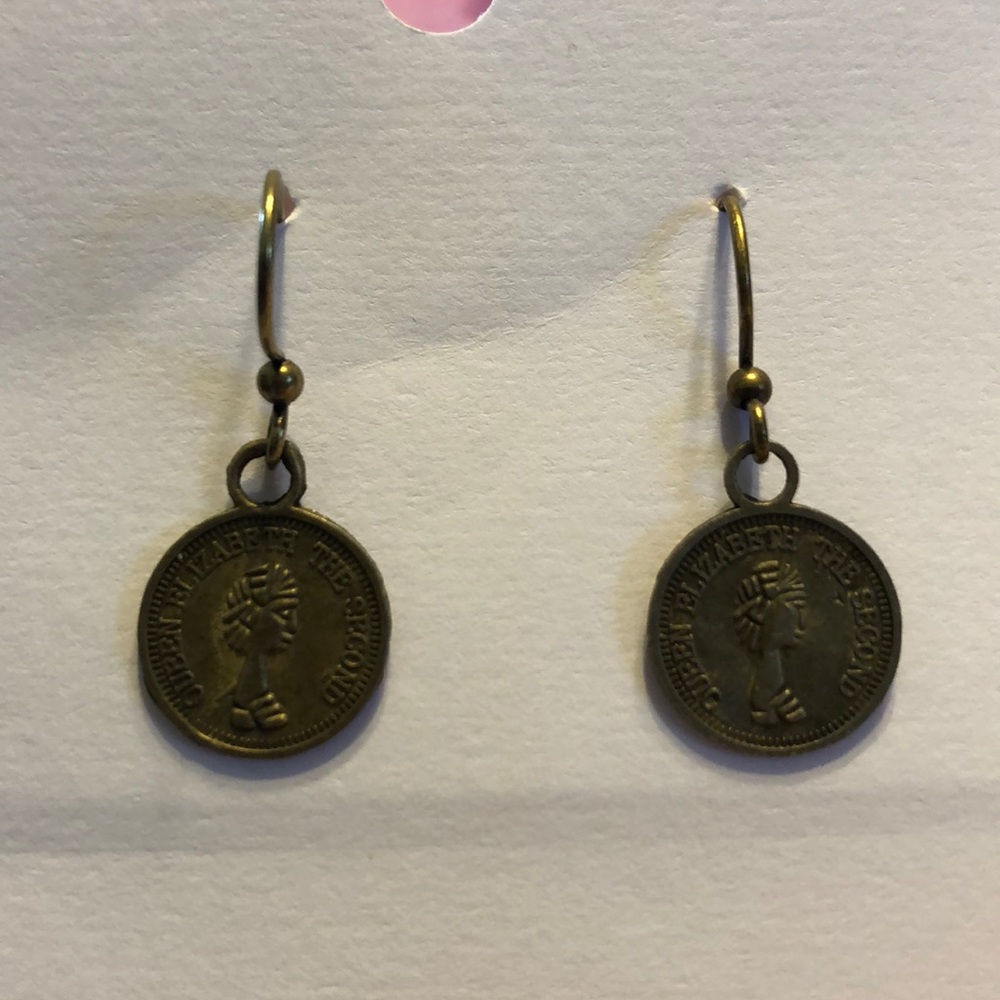 Handmade ❤️ Bronze Elizabeth Coin Earrings